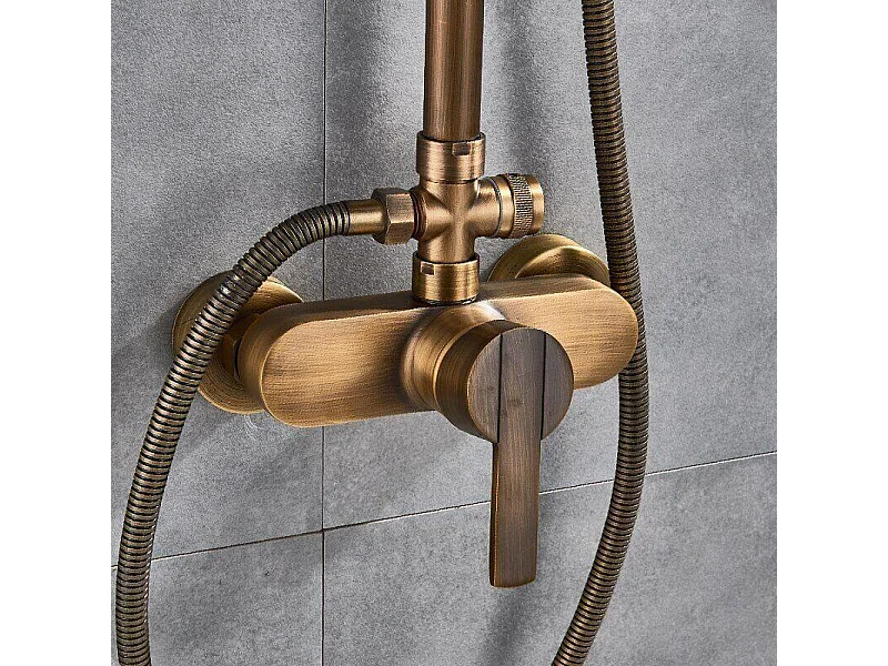 Columna de ducha monomando retro SENISE dorado envejecido