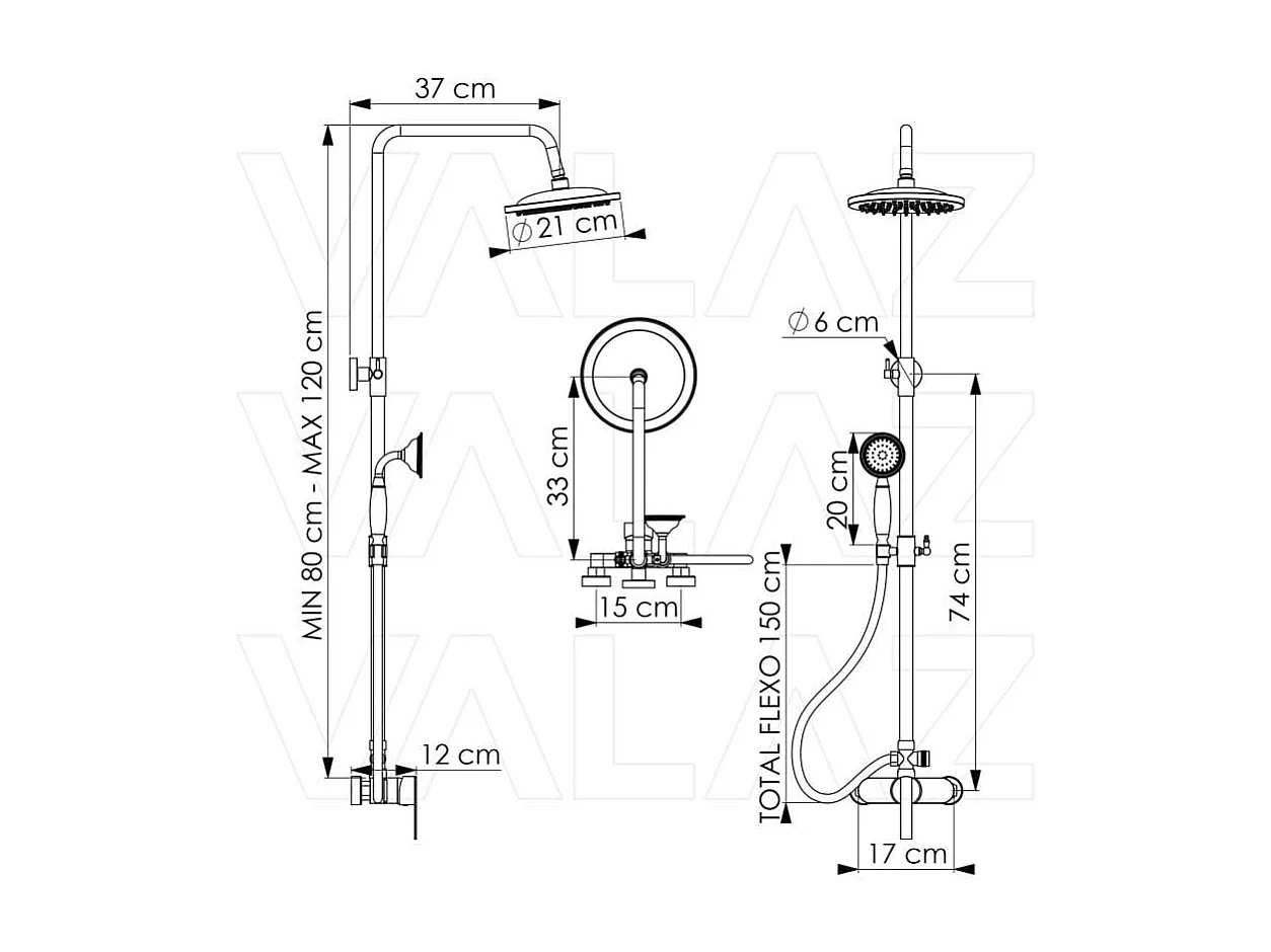 Columna de ducha monomando retro TURSI dorado envejecido