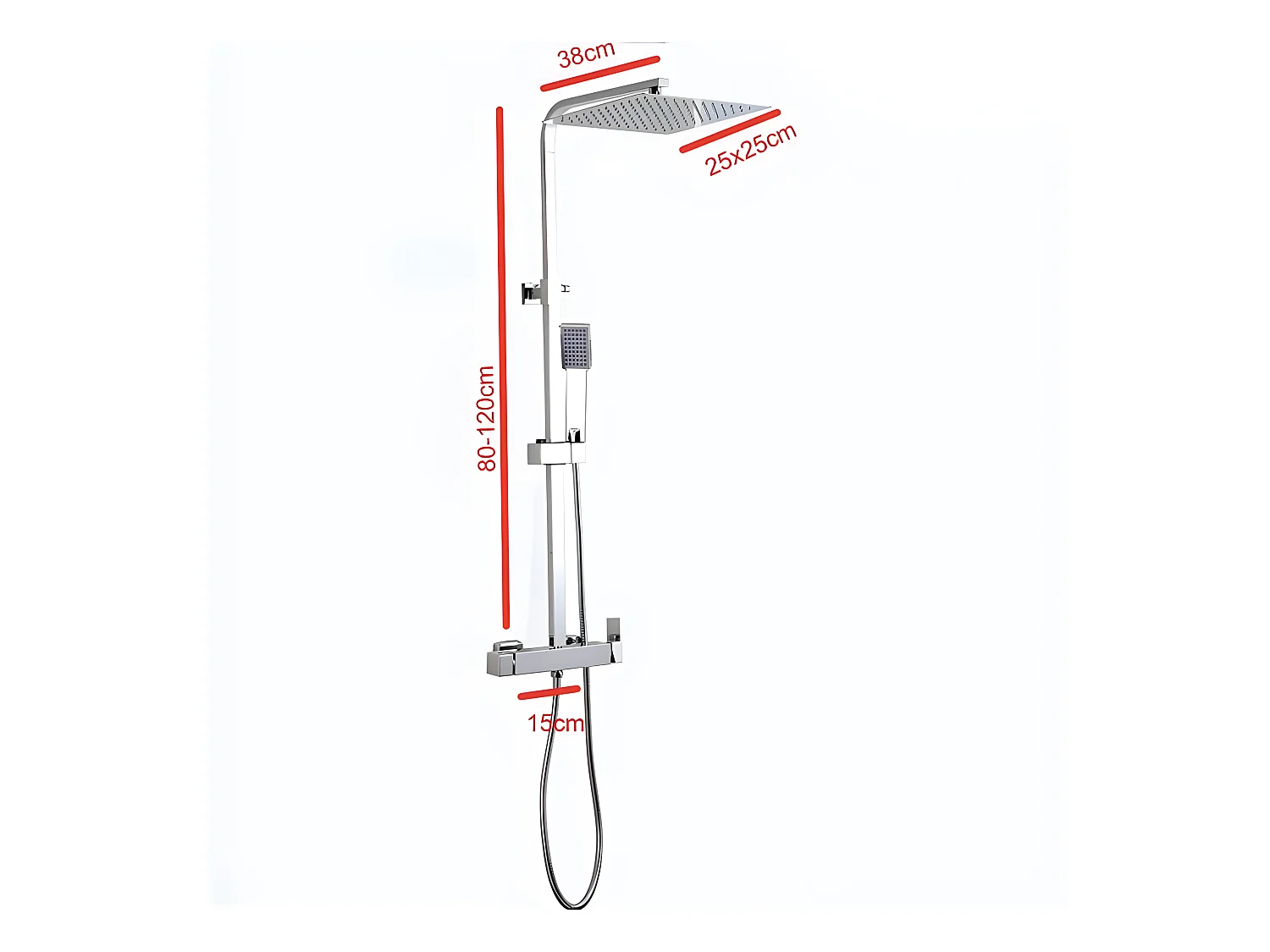 Columna de ducha monomando MANZO  30 cm x 30 cm Cromado