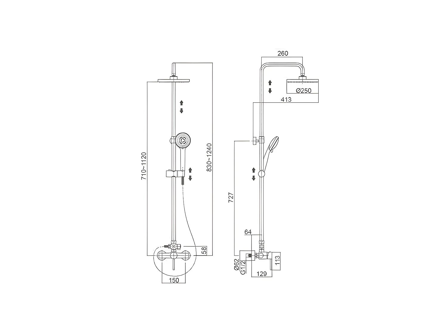 Columna de ducha monomando PIANA Cromado