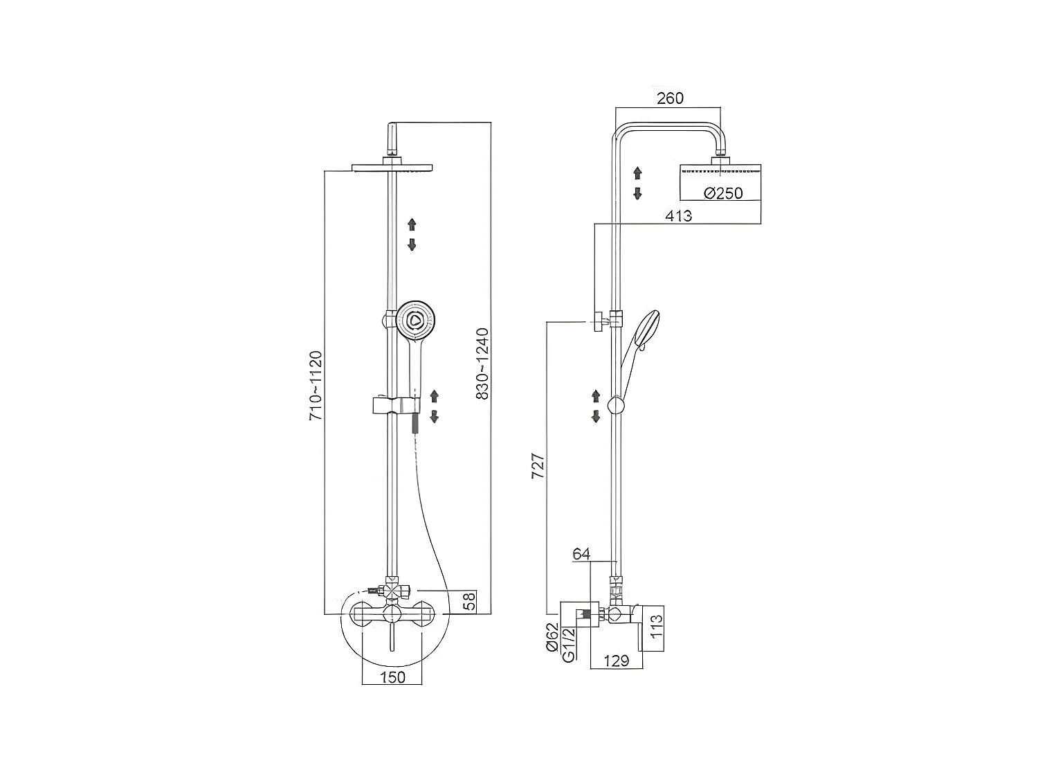 Columna de ducha monomando PIANA Cromado