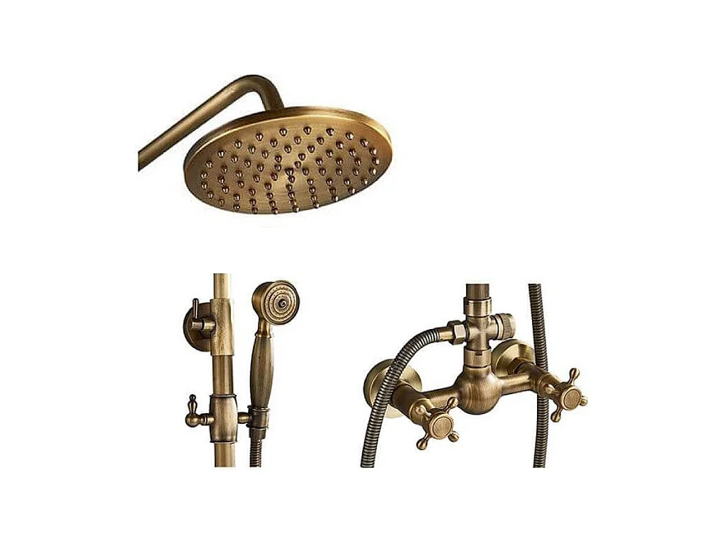 Columna de ducha bimando retro SALERNO dorado envejecido