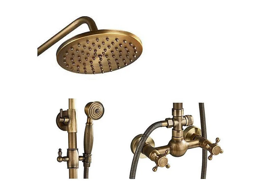 Columna de ducha bimando retro SALERNO dorado envejecido