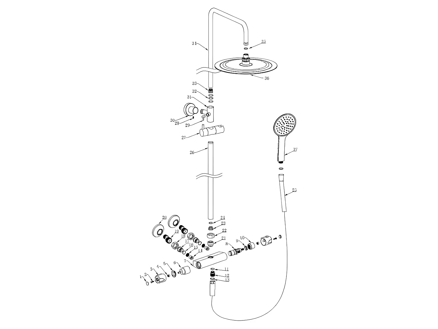 Columna de ducha termostática BOSSA  Ø 30 cm Cromado
