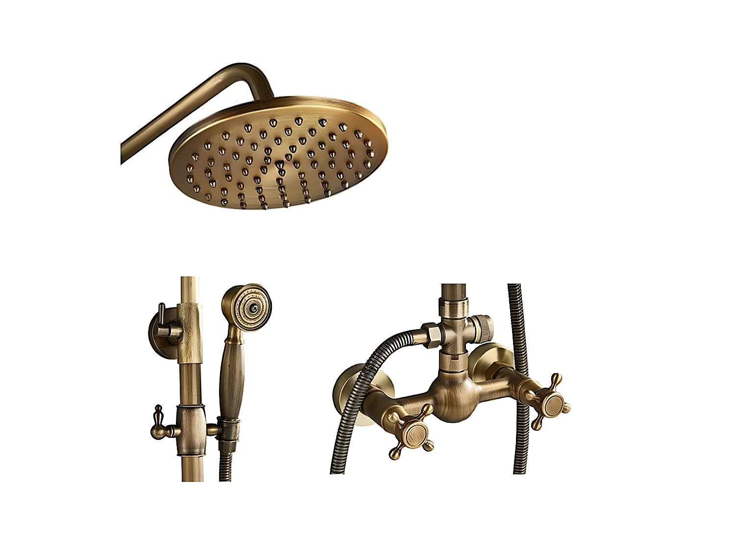 Columna de ducha bimando retro AGNES dorado envejecido