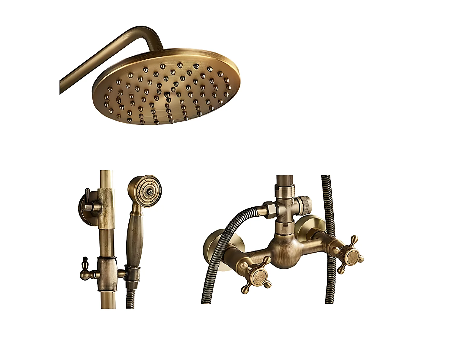 Columna de ducha bimando retro AGNES dorado envejecido