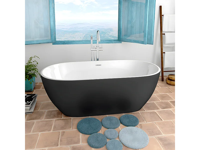 Freistehende Badewanne TRENTO | SANYCCES Schwarz 170 cm