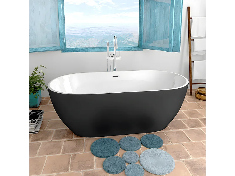 Freistehende Badewanne TRENTO | SANYCCES Schwarz 170 cm