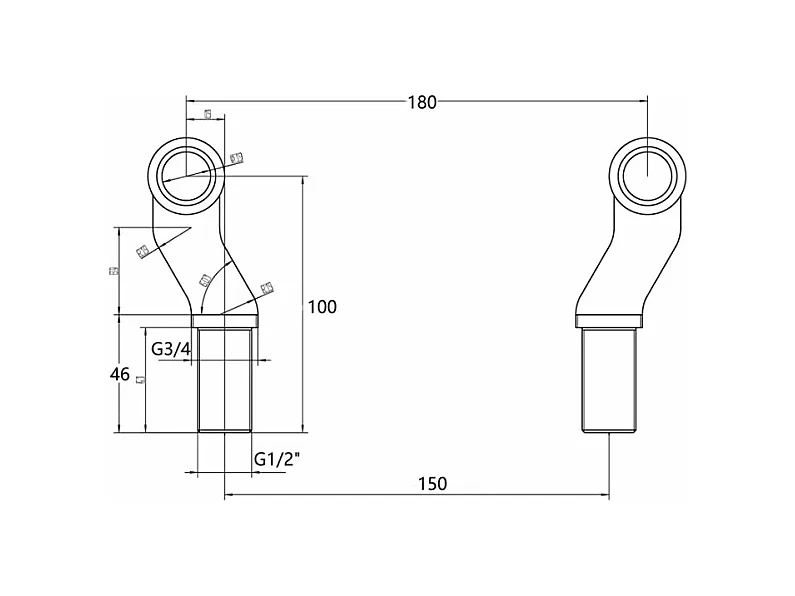 Grifo bimando de PARED retro baño/ducha CANTERBURY con volantes Cromado