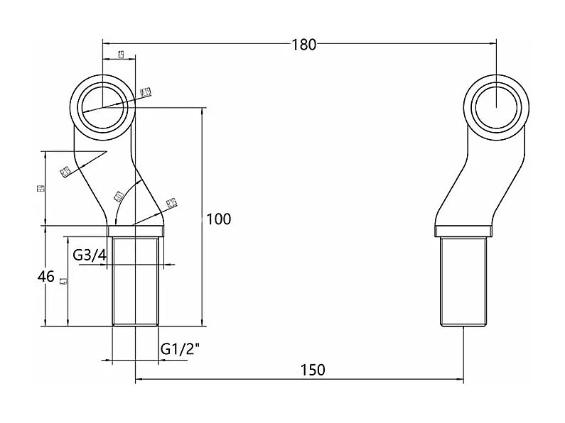 Grifo bimando de PARED retro baño/ducha CANTERBURY con volantes Cromado