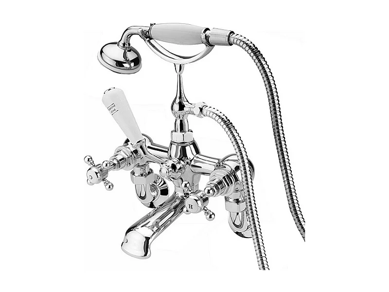 Grifo bimando de PARED retro baño/ducha CANTERBURY con volantes Cromado