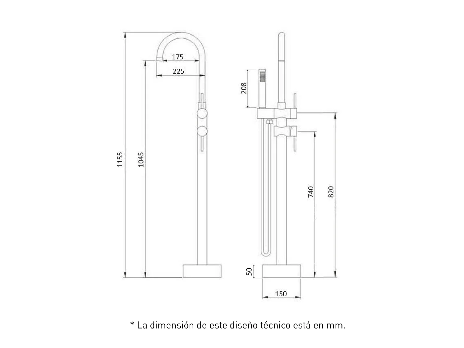 Freistehende Wannenarmatur Einhebelmischer CALGARY chrom