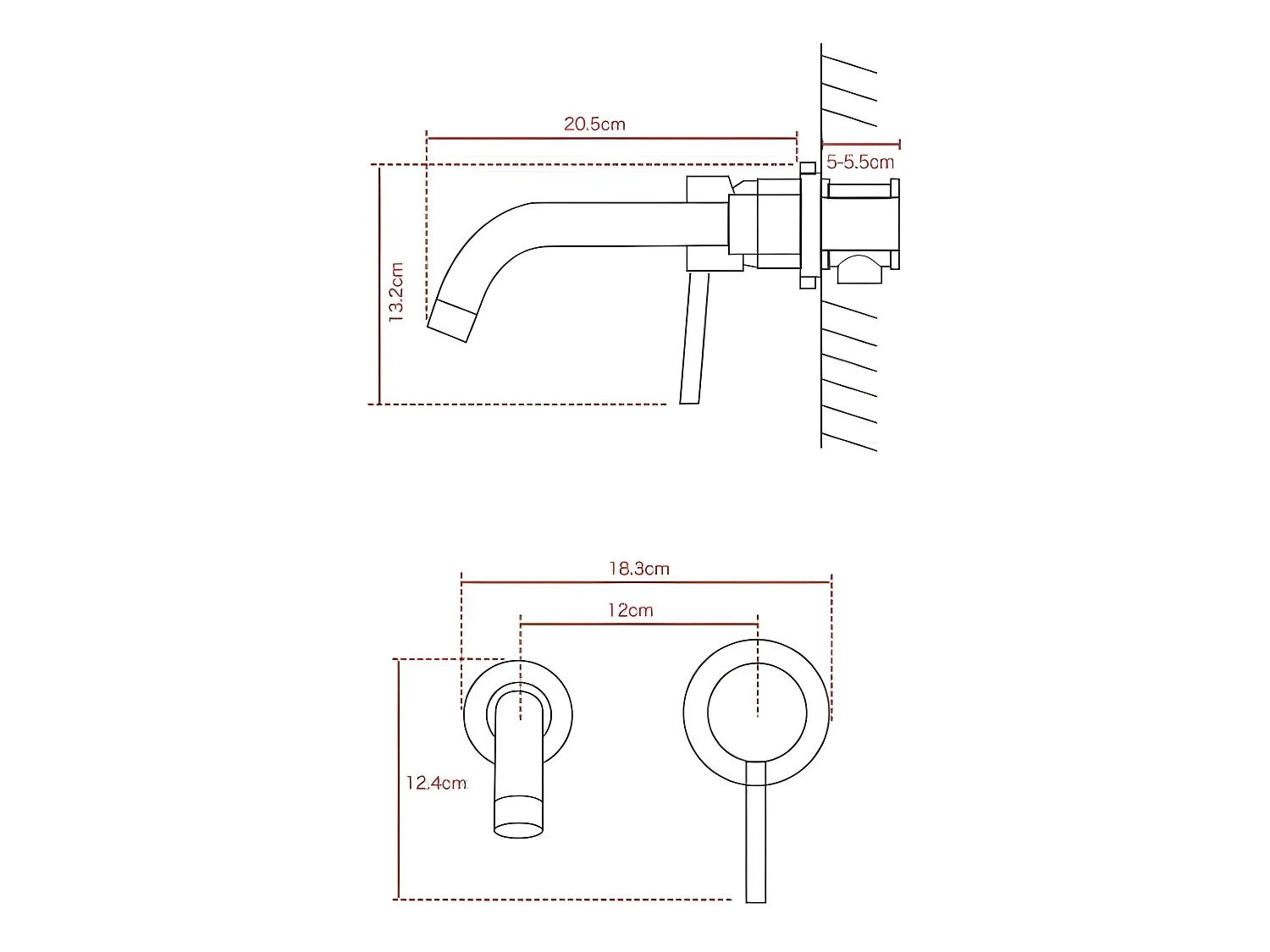 Grifo monomando lavabo empotrado BRAMPTON negro mate