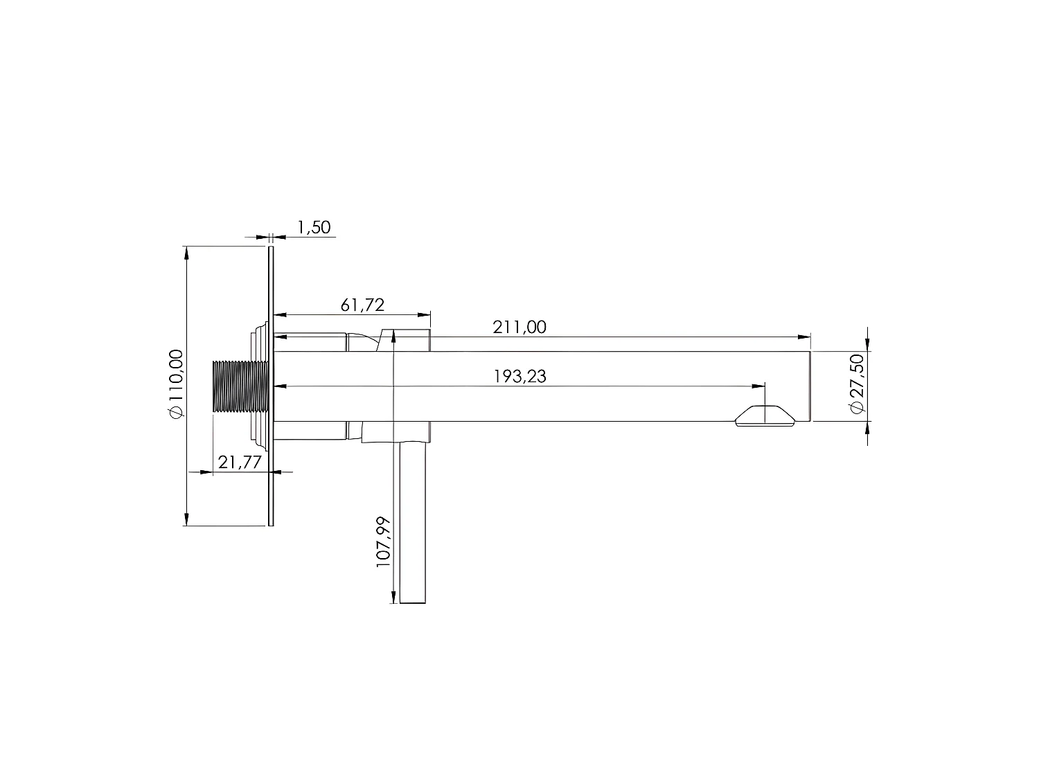 Grifo monomando lavabo empotrado MILTON Negro