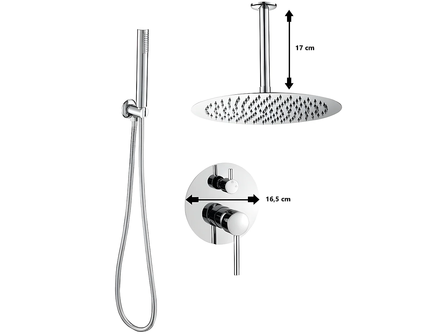 Conjunto de ducha empotrada techo monomando SLIGO  Ø 25cm Cromado