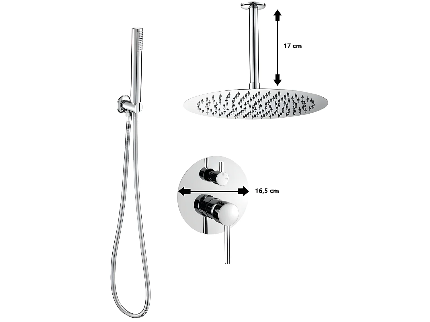 Conjunto de ducha empotrada techo monomando SLIGO  Ø 25cm Cromado