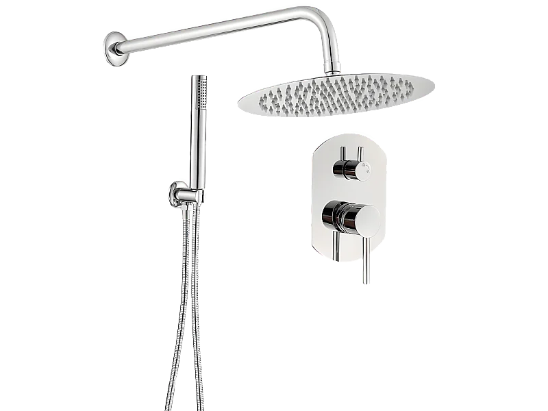 Conjunto de ducha empotrada monomando redonda NALA cromada  Ø 30cm Cromado