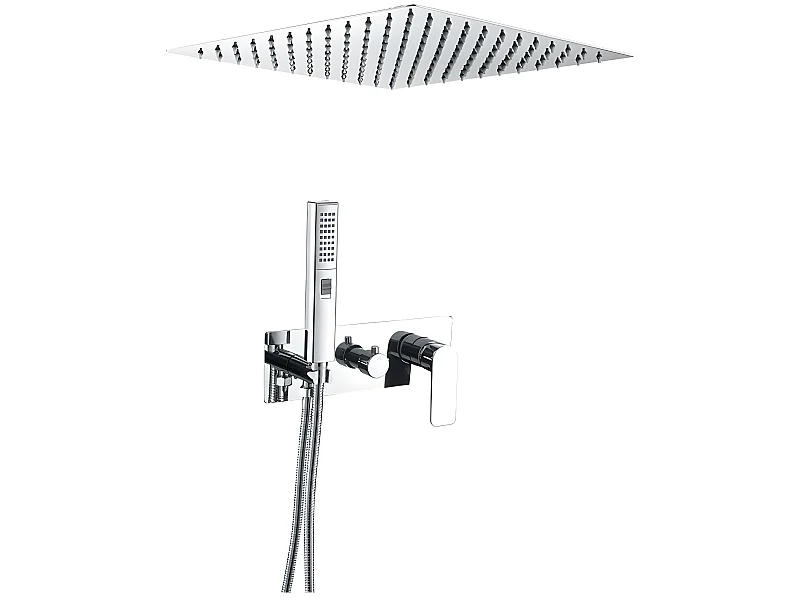 Conjunto de ducha empotrada a ras TILSO de techo cromado monomando  30 cm x 30 cm