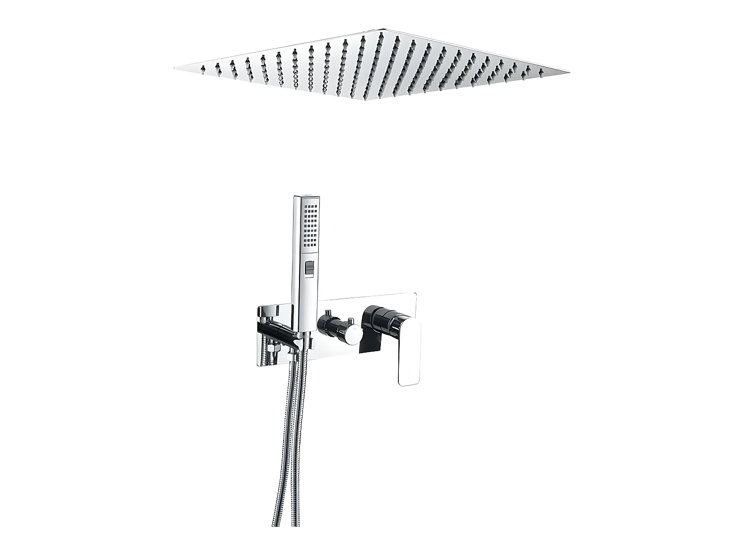 Conjunto de ducha empotrada a ras TILSO de techo cromado monomando  30 cm x 30 cm