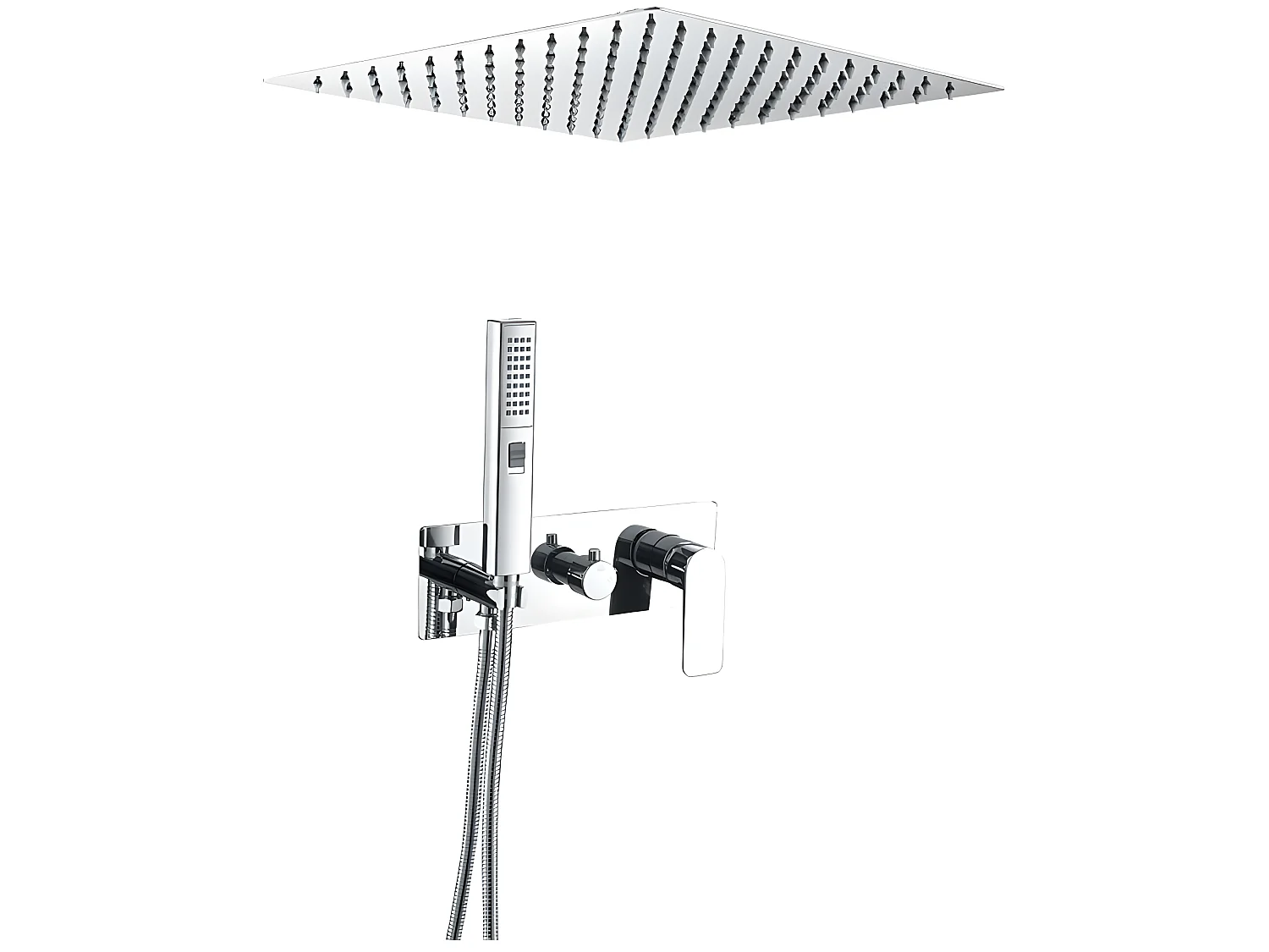 Conjunto de ducha empotrada a ras TILSO de techo cromado monomando  30 cm x 30 cm