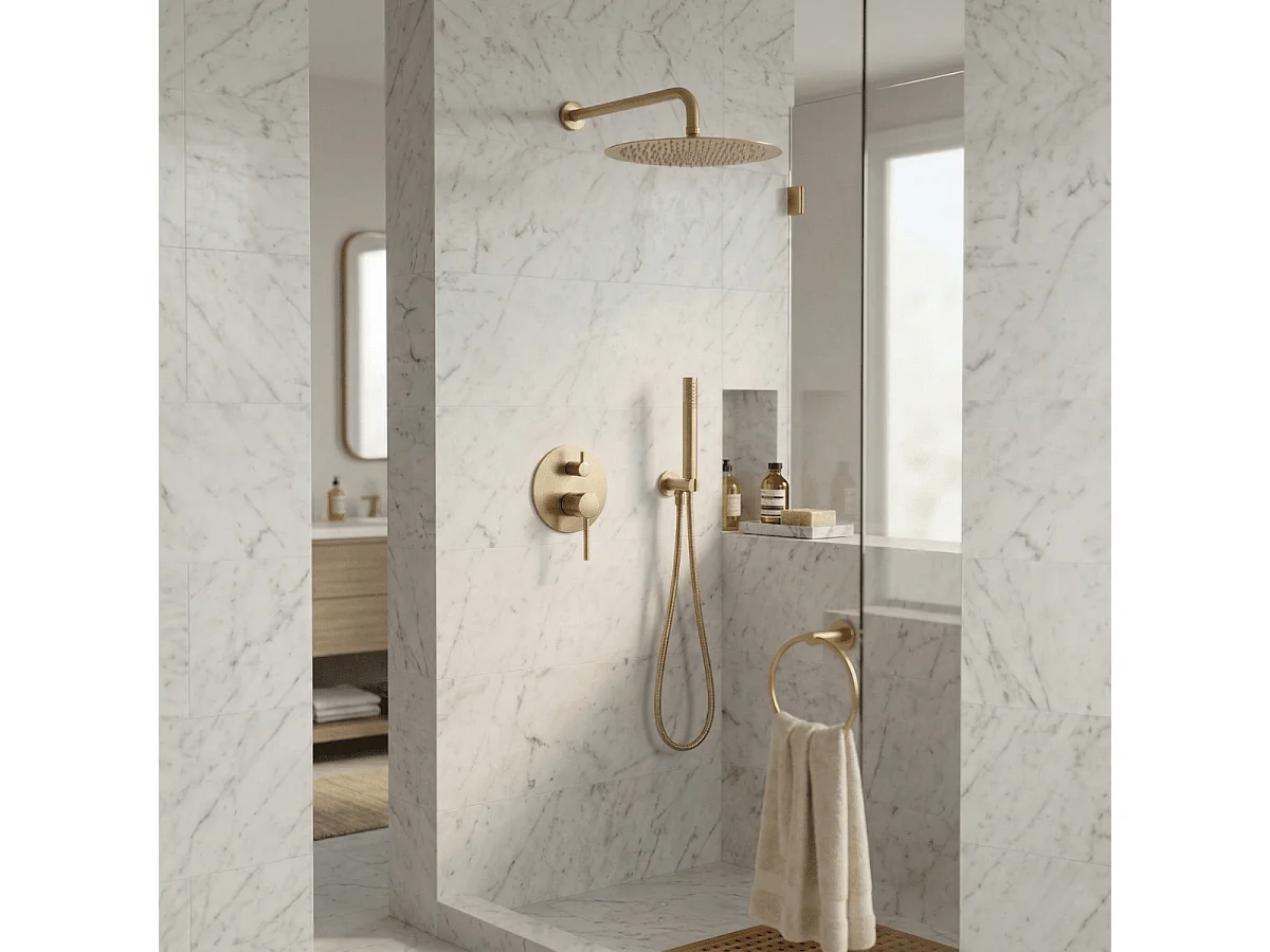 Conjunto de ducha empotrada monomando SLIGO oro cepillado  Ø 20cm Dorado