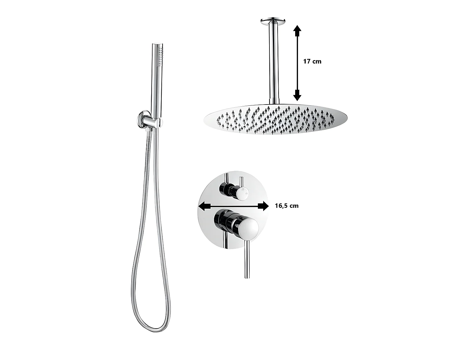 Conjunto de ducha empotrada techo monomando SLIGO  Ø 30cm Cromado