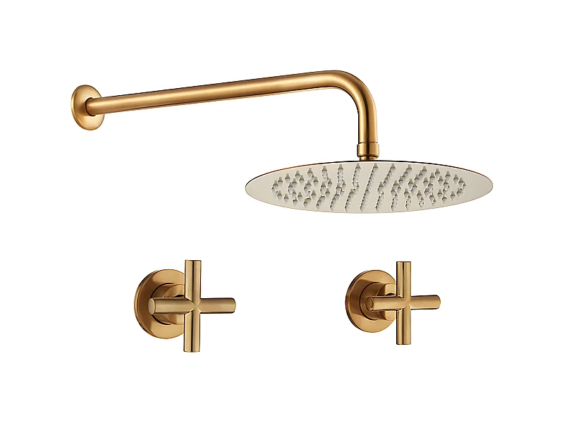 Ducha empotrada bimando redonda CARBINI oro cepillado  Ø 30cm Dorado