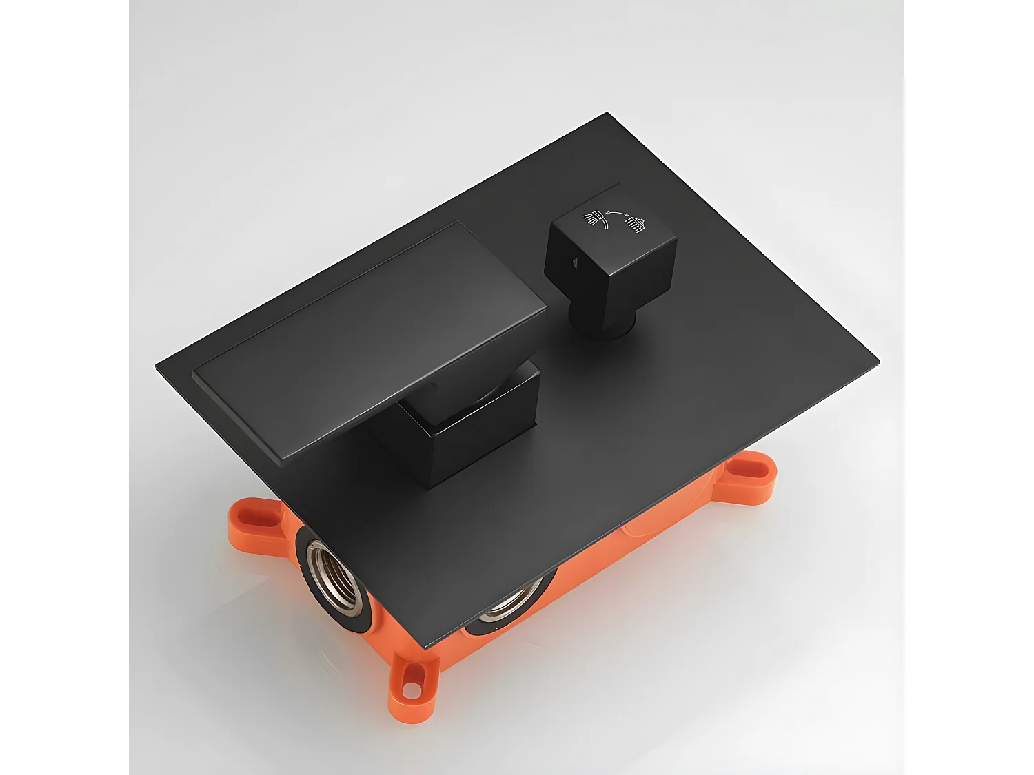 Conjunto de ducha empotrada monomando a pared TILSO negro mate  30 cm x 30 cm