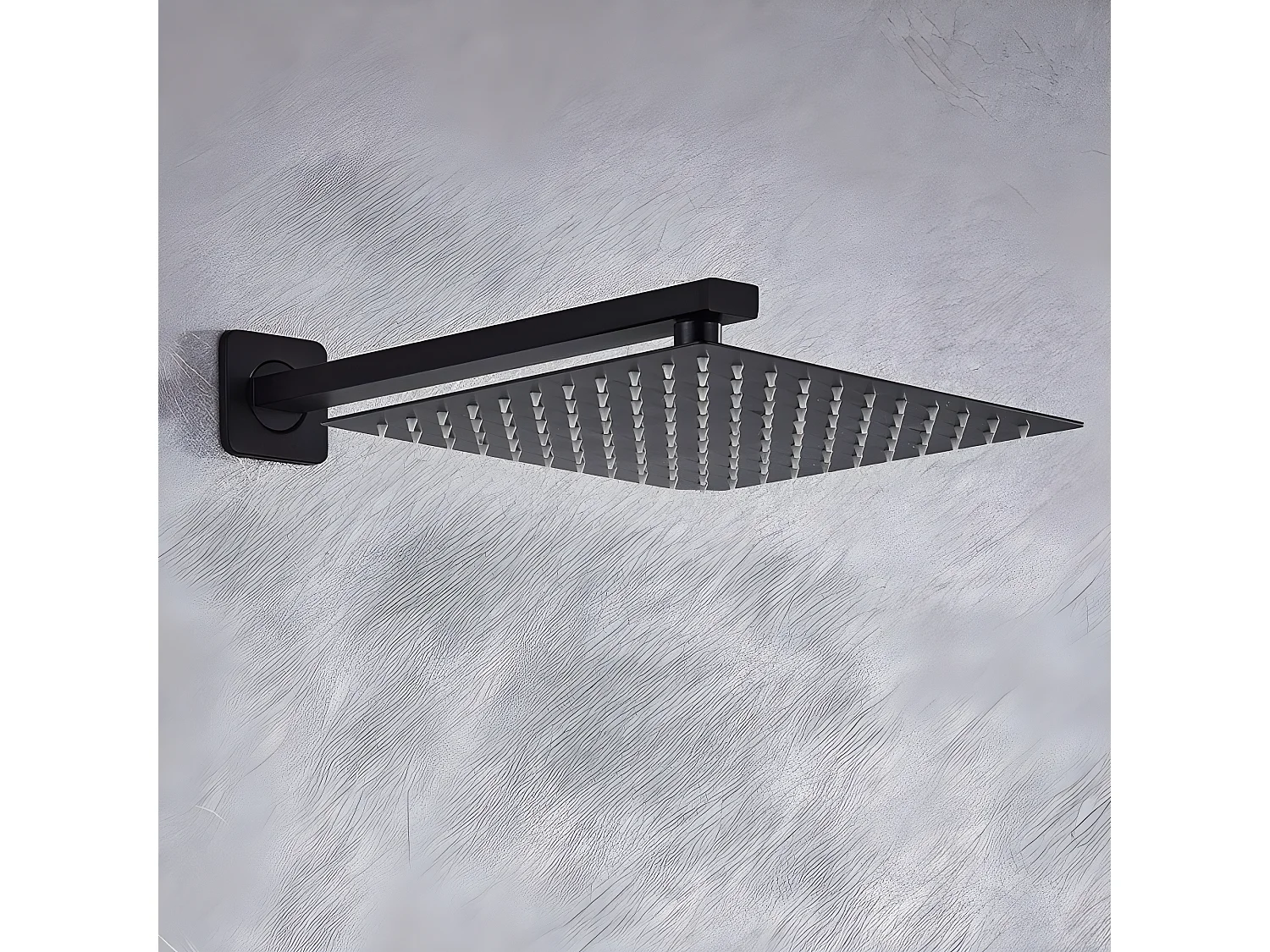 Conjunto de ducha empotrada monomando a pared TILSO negro mate  30 cm x 30 cm