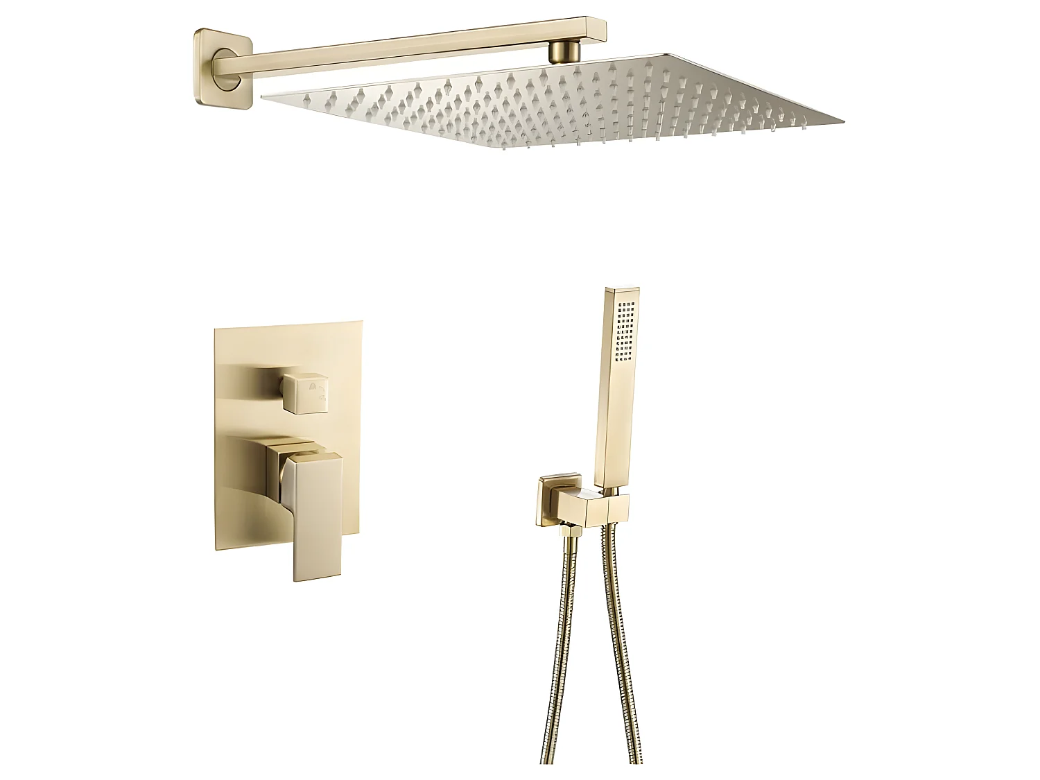 Conjunto de ducha empotrada monomando a pared TILSO oro cepillado  30 cm x 30 cm Dorado