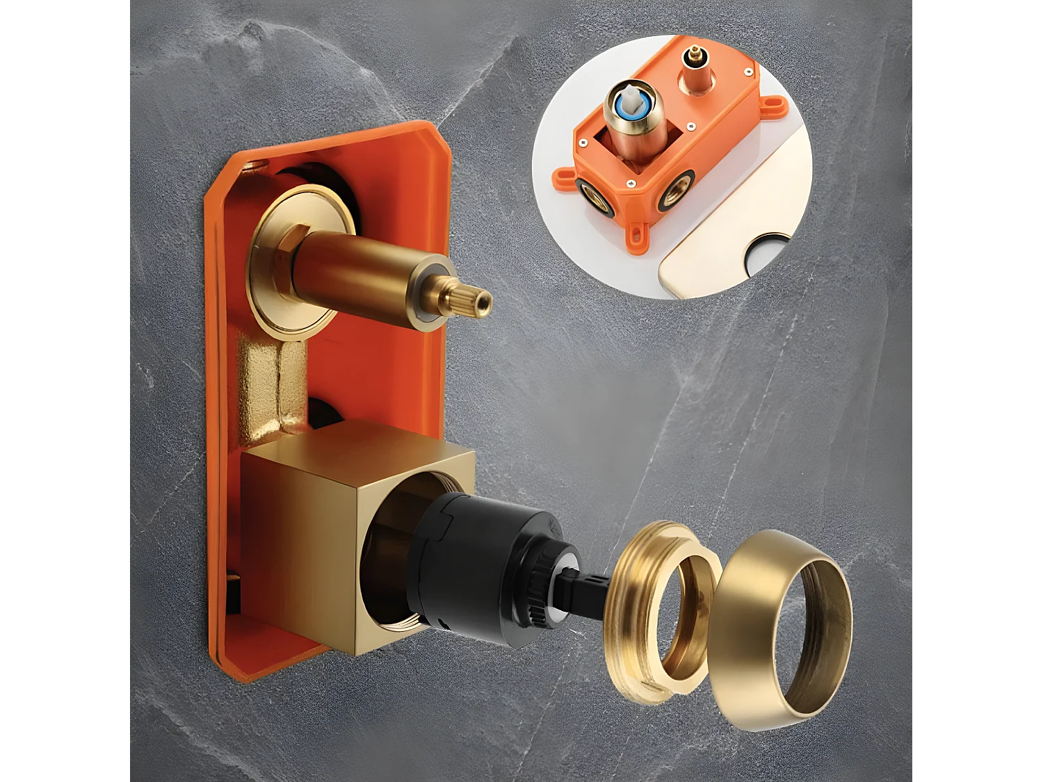 Conjunto de ducha empotrada monomando a pared TILSO oro cepillado  30 cm x 30 cm Dorado