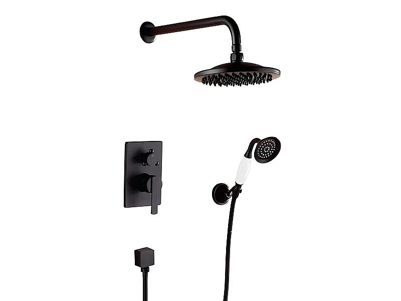 Conjunto de ducha empotrada monomando a pared FLORINA negra  20 cm x 20 cm Negro