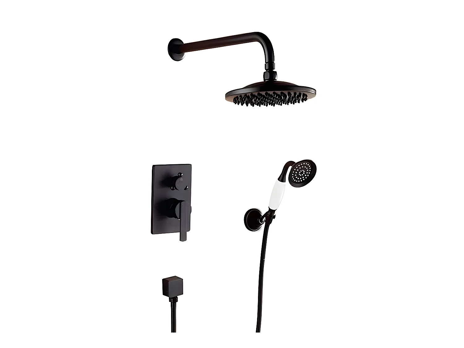 Conjunto de ducha empotrada monomando a pared FLORINA negra  20 cm x 20 cm Negro