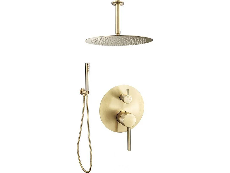 Conjunto de ducha empotrada techo monomando SLIGO oro cepillado  Ø 30cm Dorado