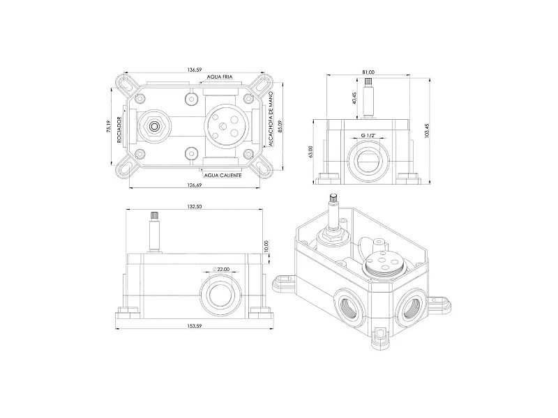 Conjunto de ducha empotrada techo monomando SLIGO oro cepillado  Ø 30cm Dorado