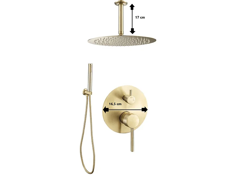 Conjunto de ducha empotrada techo monomando SLIGO oro cepillado  Ø 30cm Dorado