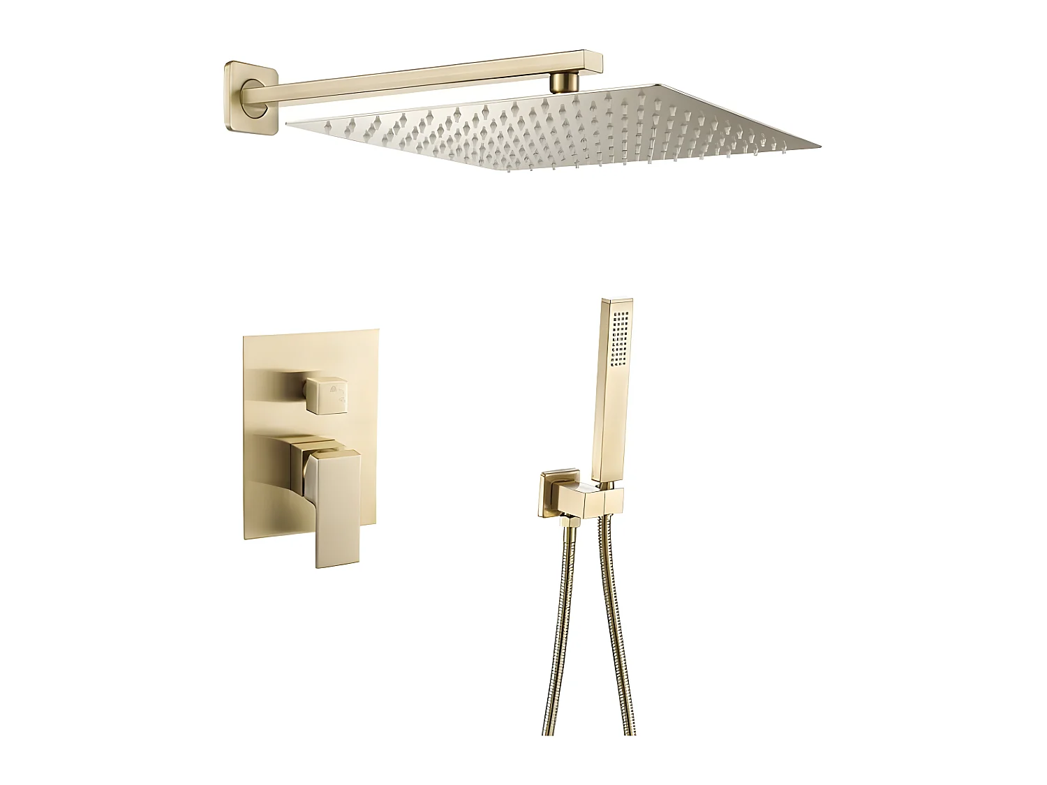 Conjunto de ducha empotrada monomando a pared TILSO oro cepillado  25 cm x 25 cm Dorado