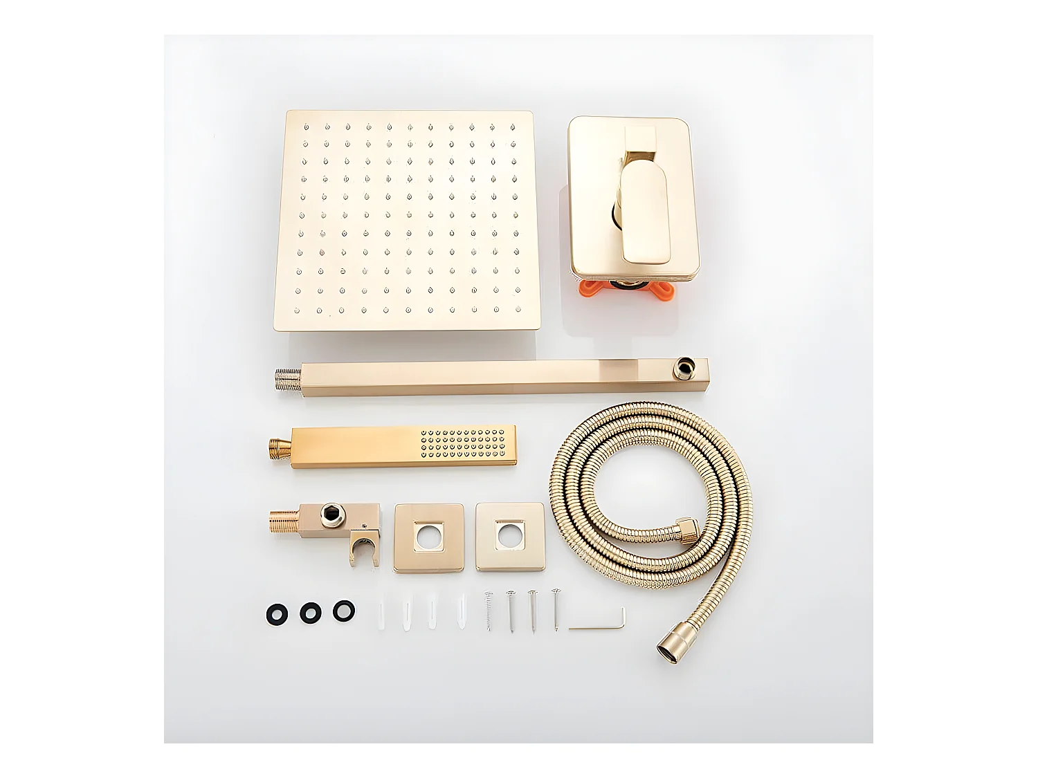 Conjunto de ducha empotrada monomando a pared TILSO oro cepillado  25 cm x 25 cm Dorado