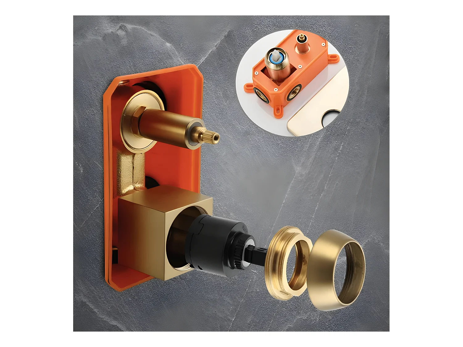 Conjunto de ducha empotrada monomando a pared TILSO oro cepillado  25 cm x 25 cm Dorado