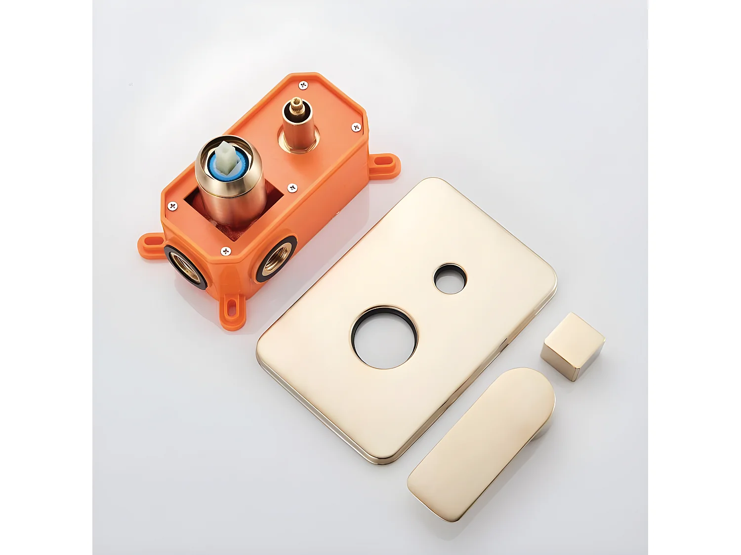 Conjunto de ducha empotrada monomando a pared TILSO oro cepillado  25 cm x 25 cm Dorado