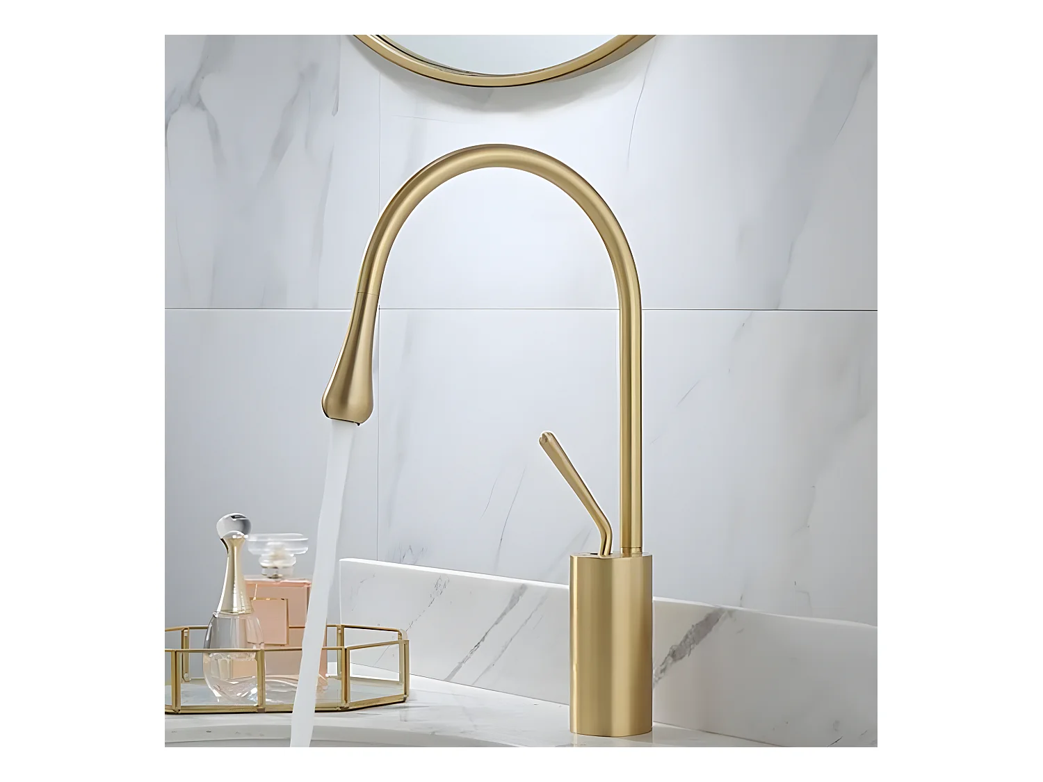 Grifo lavabo giratorio monomando CALGARY 38 oro cepillado Dorado