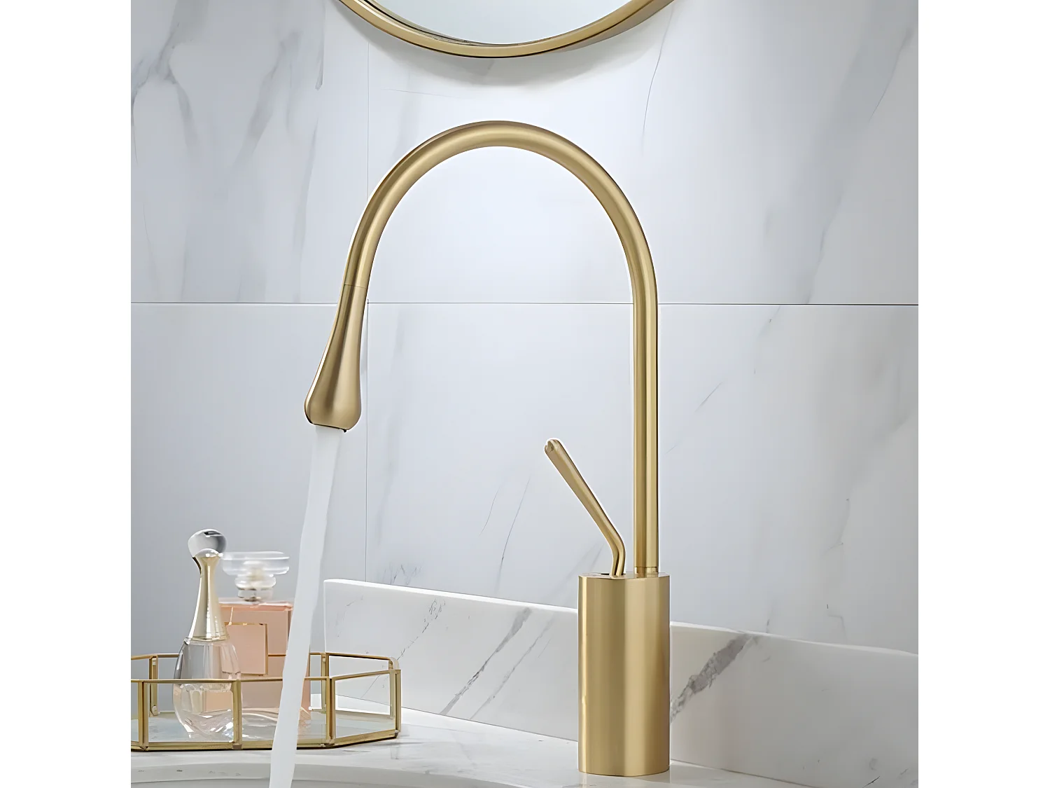 Grifo lavabo giratorio monomando CALGARY 38 oro cepillado Dorado