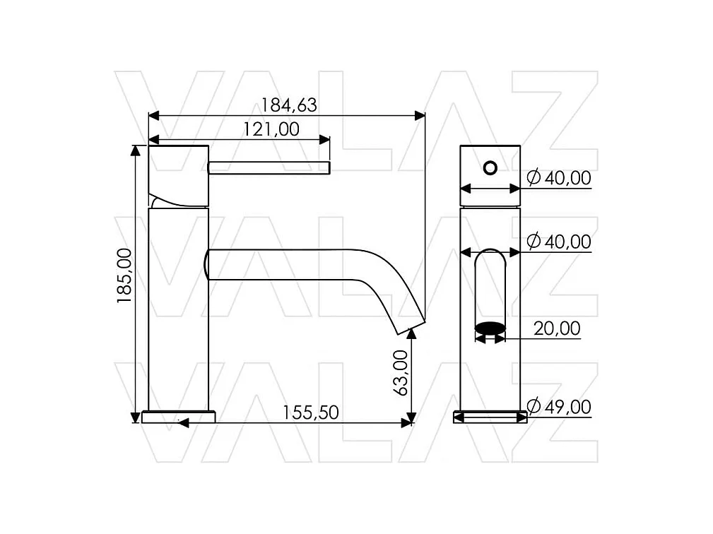 Grifo lavabo monomando EBRO negro