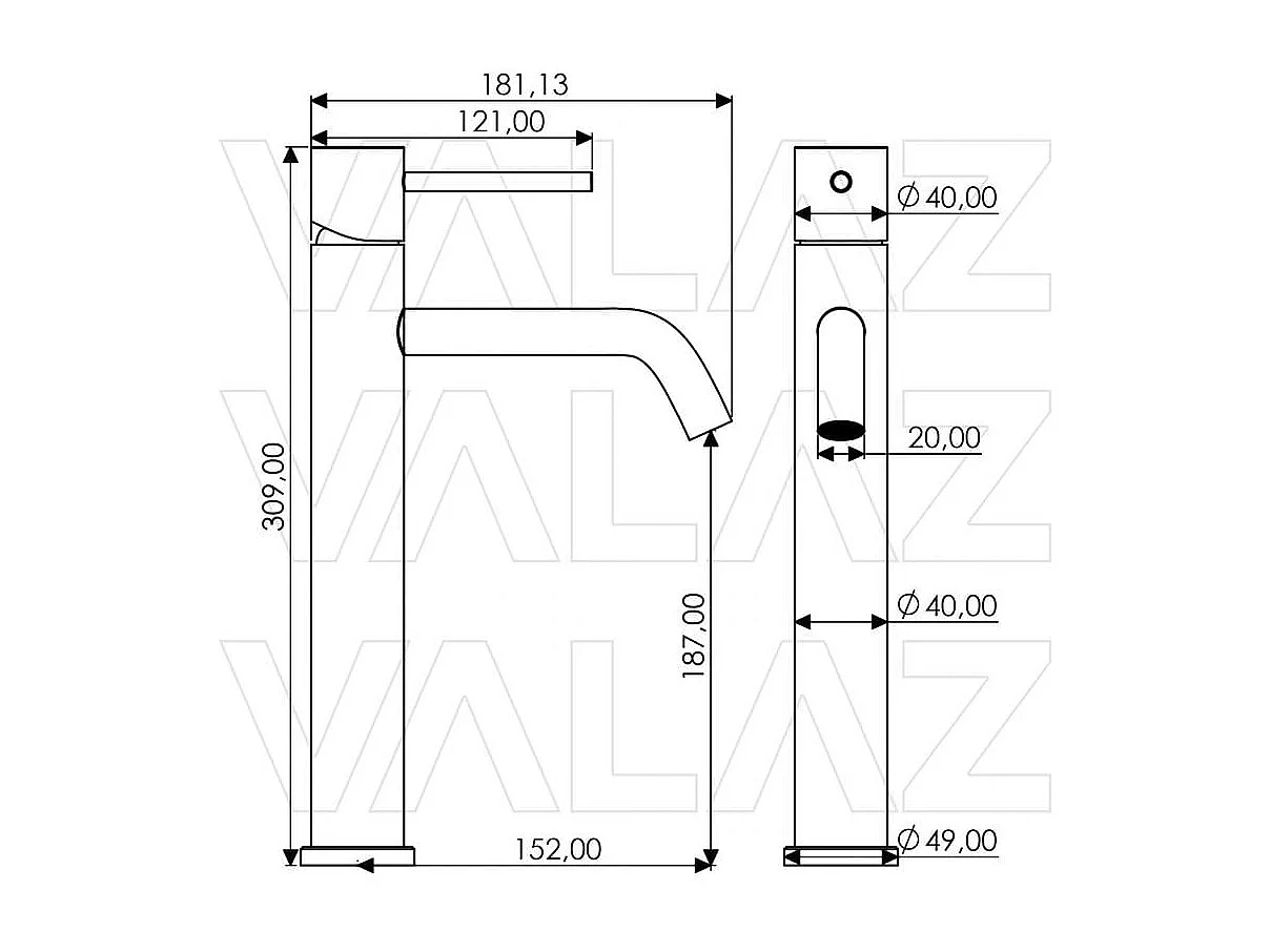 Grifo lavabo alto monomando EBRO cromado