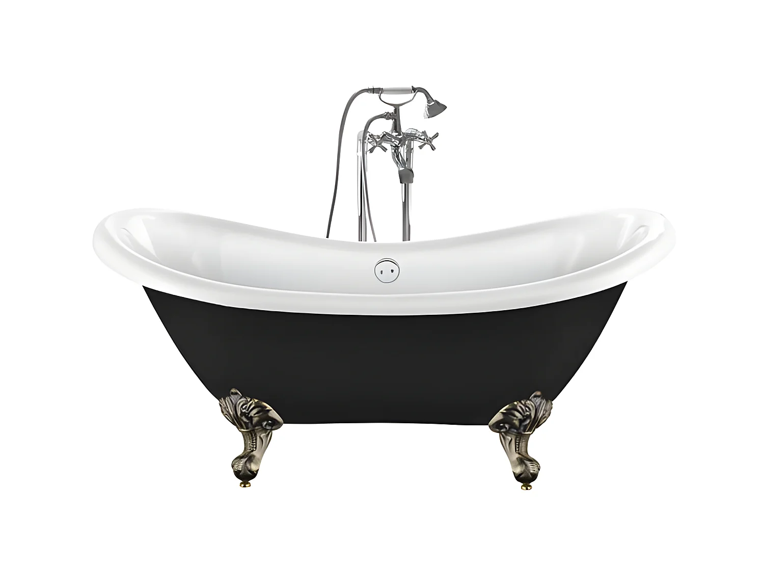 Bañera con patas DARLINGTON NEGRA  175 cm patas ÁGUILA BRONCE ENVEJECIDO