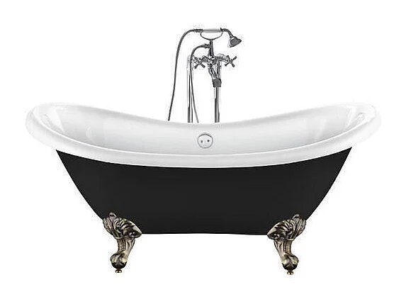 Freistehende Badewanne mit Füßen DARLINGTON SCHWARZ Adlerfüße ALTBRONZE 175 cm