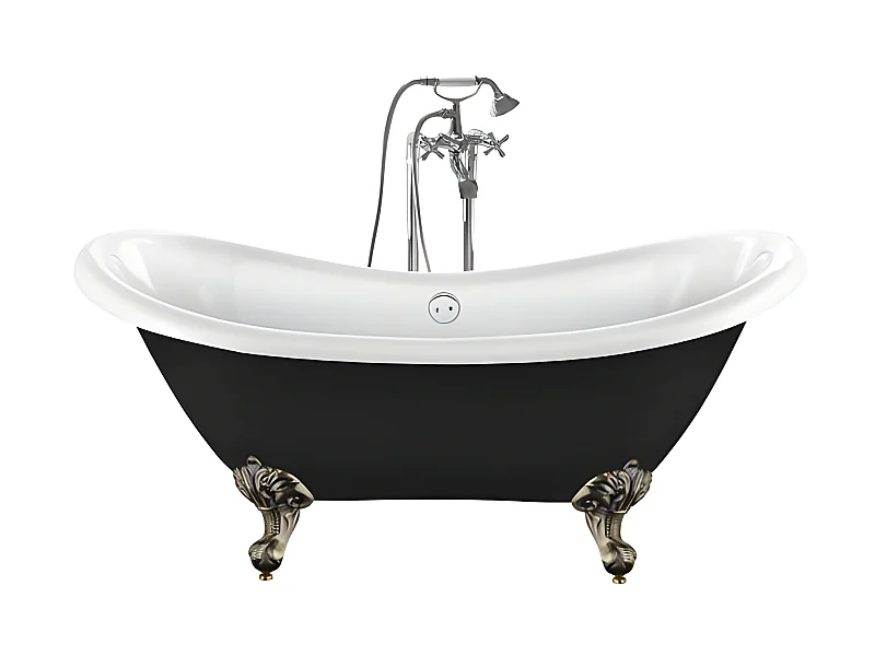 Freistehende Badewanne mit Füßen DARLINGTON SCHWARZ Adlerfüße ALTBRONZE 175 cm