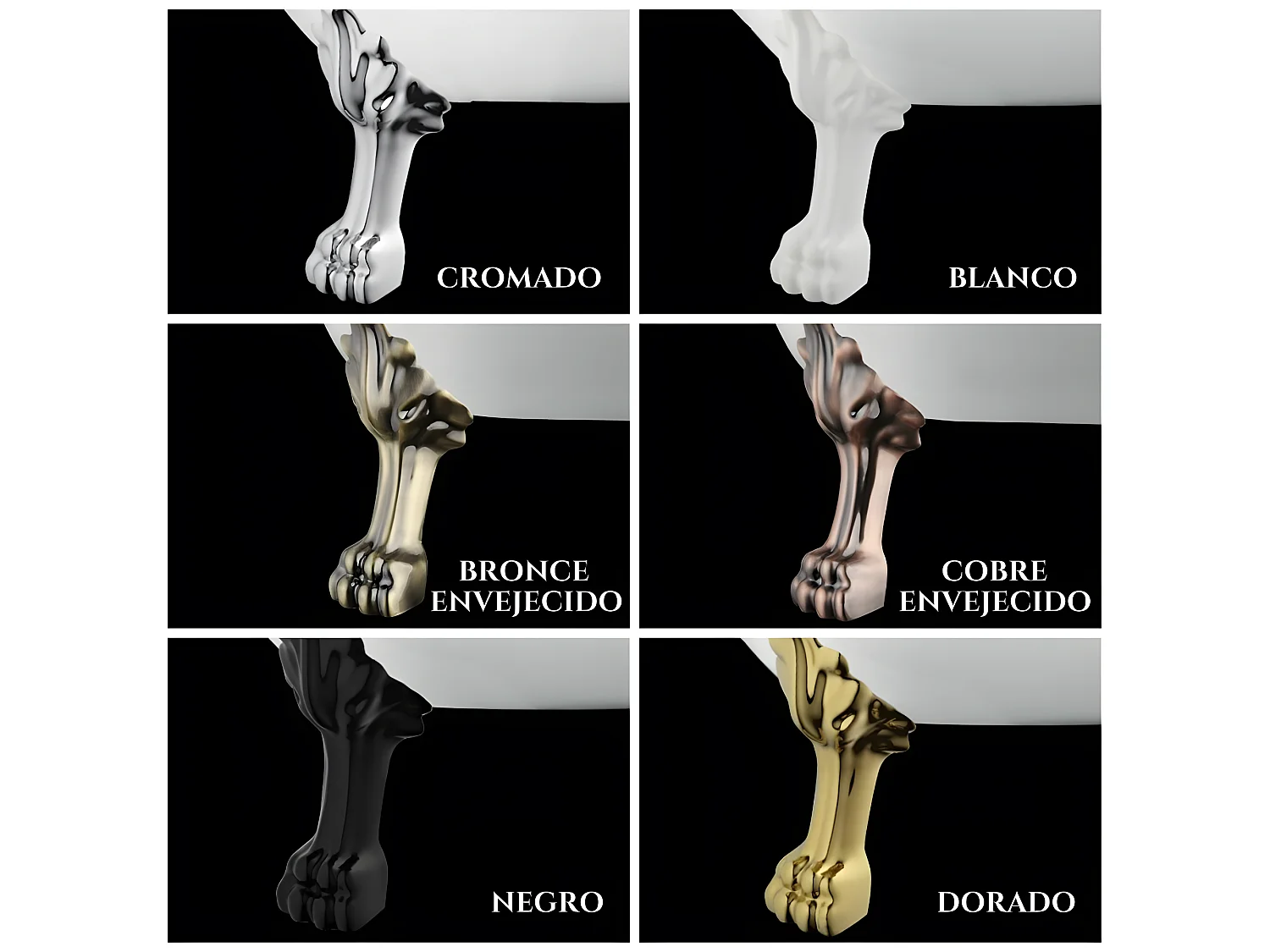 Bañera con patas CHELSEA  170 cm patas LEÓN COBRE ENVEJECIDO