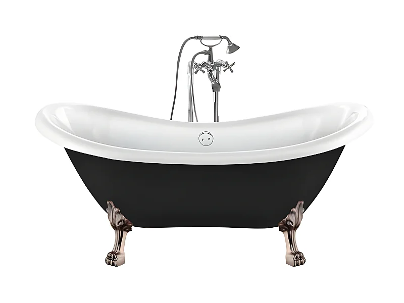 Bañera con patas DARLINGTON NEGRA  175 cm patas LEÓN COBRE ENVEJECIDO