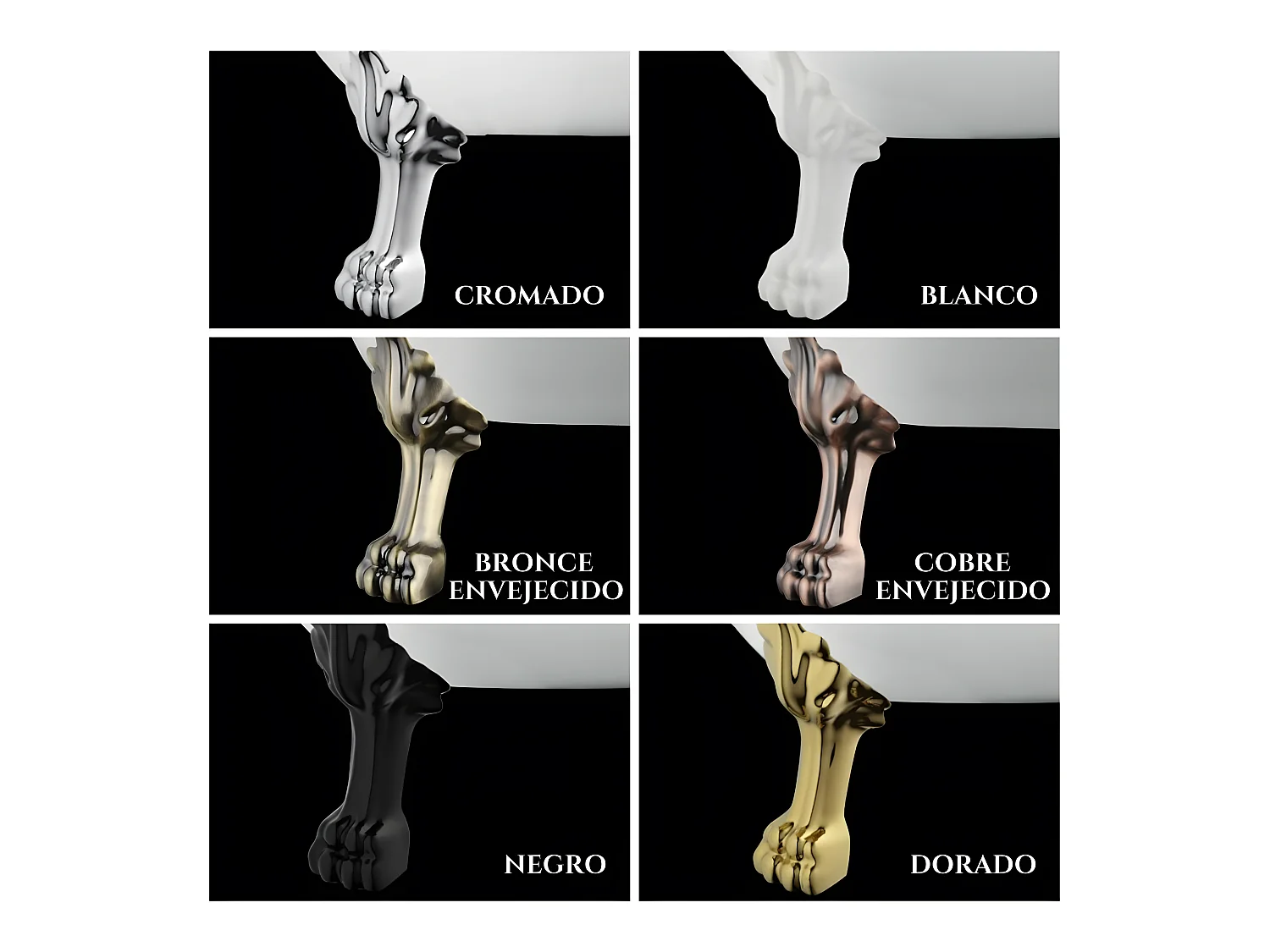 Freistehende Badewanne mit Füßen DARLINGTON SCHWARZ Löwenfüße ALTKUPFER 175 cm